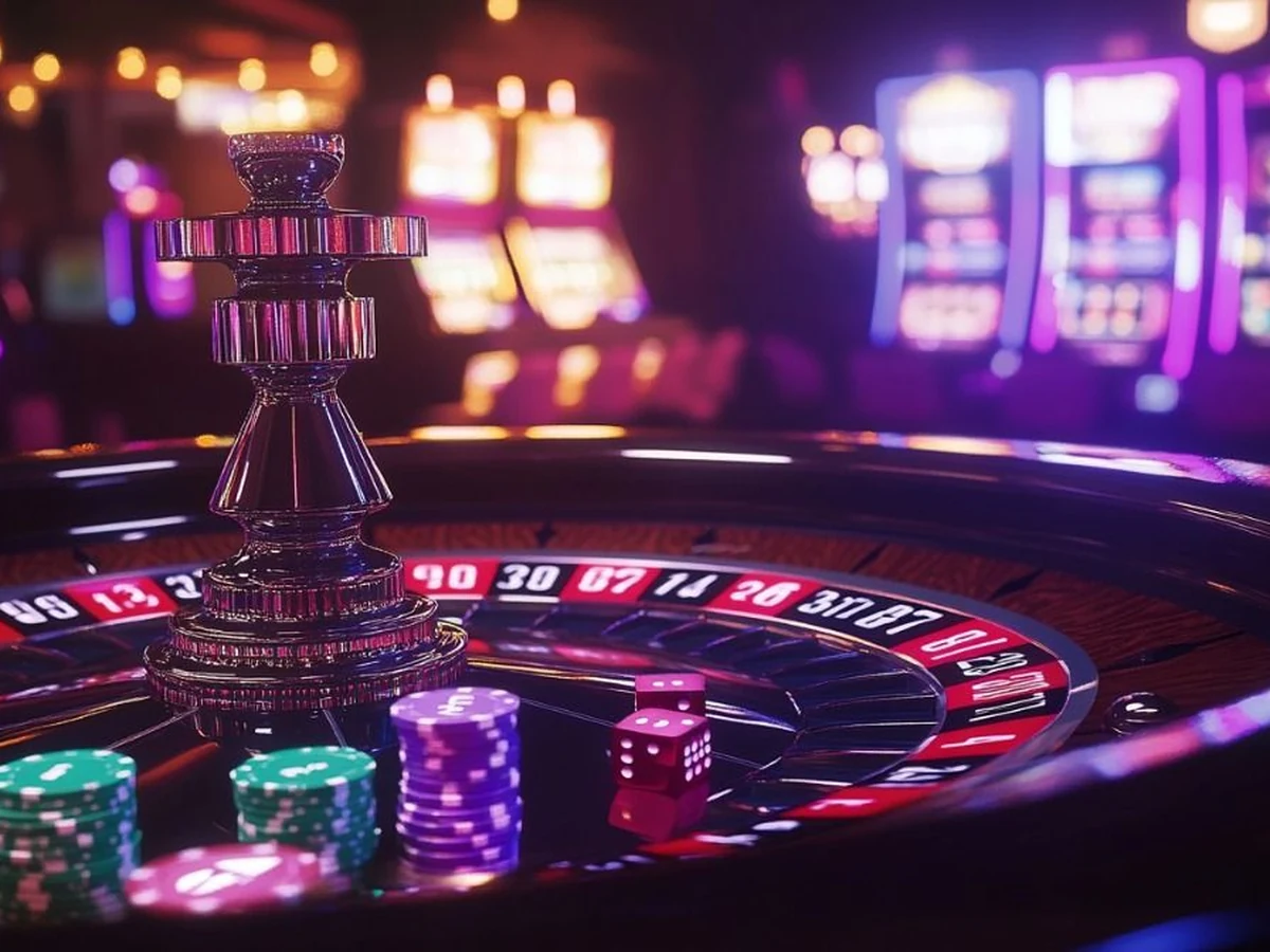 Reel slot digital dengan simbol permainan yang terang